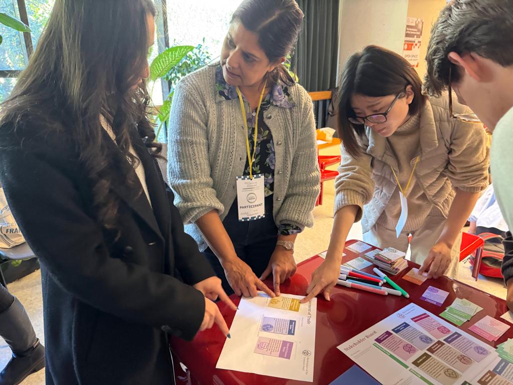 Image of participants trading resources at the Marketplace of the Common Good